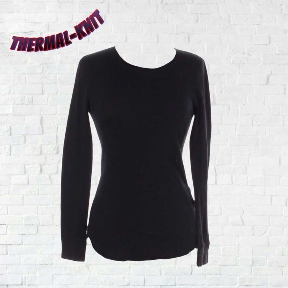 NWT Old Navy Thermal Knit Fitted Long Sleeve Shirt - Sz M - Black